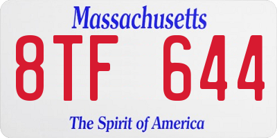MA license plate 8TF644