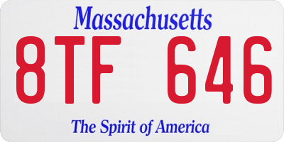 MA license plate 8TF646