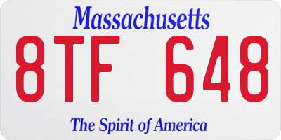 MA license plate 8TF648