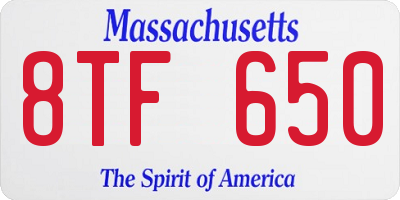 MA license plate 8TF650