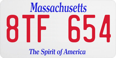 MA license plate 8TF654