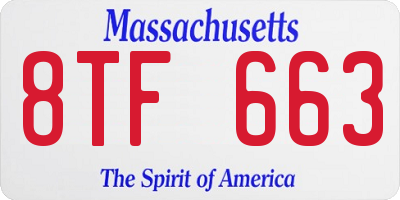 MA license plate 8TF663