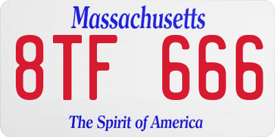 MA license plate 8TF666