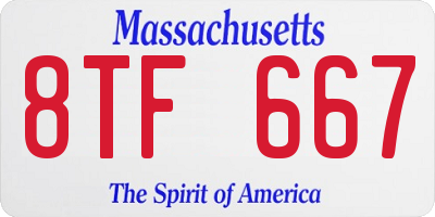 MA license plate 8TF667