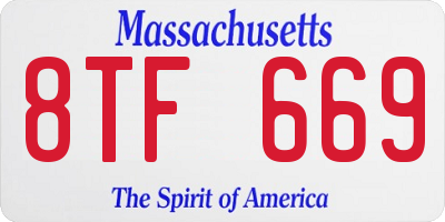 MA license plate 8TF669
