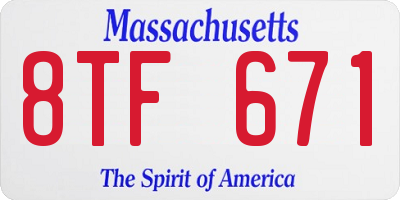 MA license plate 8TF671