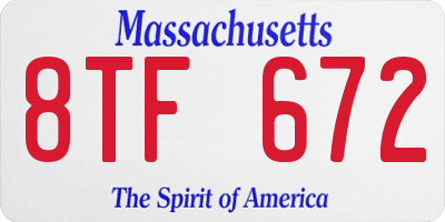 MA license plate 8TF672