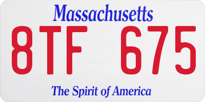 MA license plate 8TF675