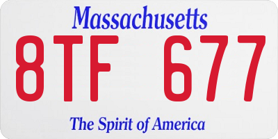 MA license plate 8TF677
