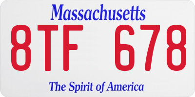 MA license plate 8TF678
