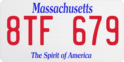 MA license plate 8TF679