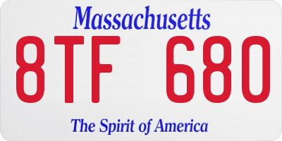 MA license plate 8TF680