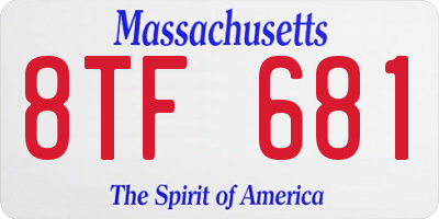 MA license plate 8TF681