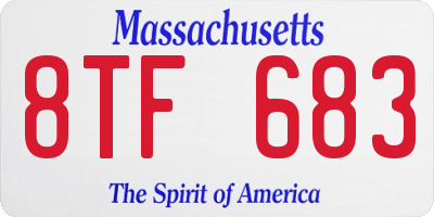 MA license plate 8TF683