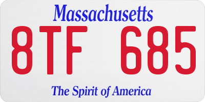 MA license plate 8TF685