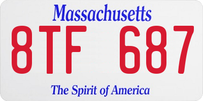 MA license plate 8TF687