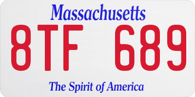 MA license plate 8TF689