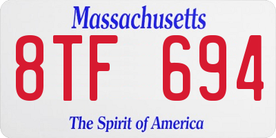 MA license plate 8TF694