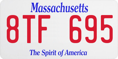 MA license plate 8TF695