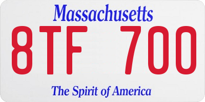 MA license plate 8TF700