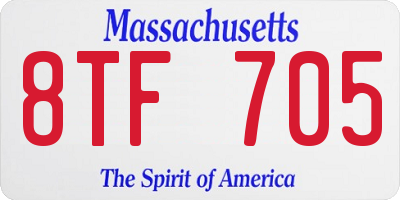 MA license plate 8TF705