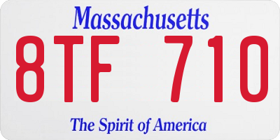MA license plate 8TF710