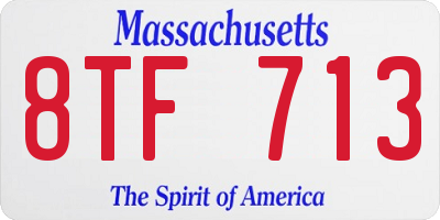 MA license plate 8TF713