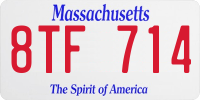 MA license plate 8TF714