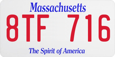 MA license plate 8TF716