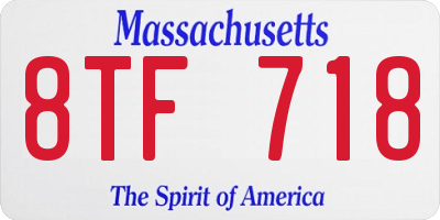 MA license plate 8TF718
