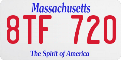 MA license plate 8TF720