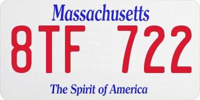 MA license plate 8TF722
