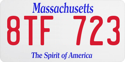 MA license plate 8TF723