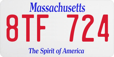 MA license plate 8TF724