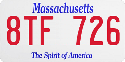 MA license plate 8TF726