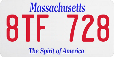 MA license plate 8TF728