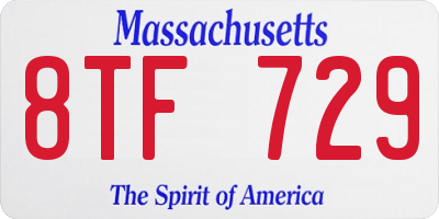 MA license plate 8TF729