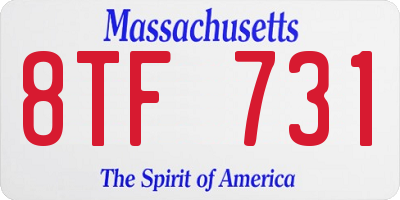 MA license plate 8TF731