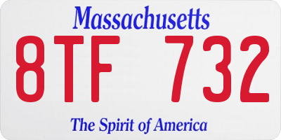 MA license plate 8TF732