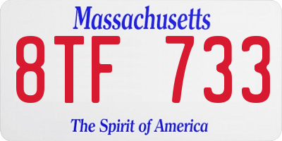MA license plate 8TF733