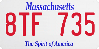 MA license plate 8TF735