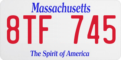 MA license plate 8TF745