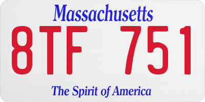 MA license plate 8TF751