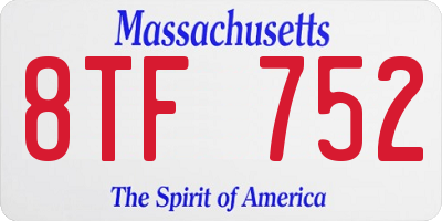 MA license plate 8TF752