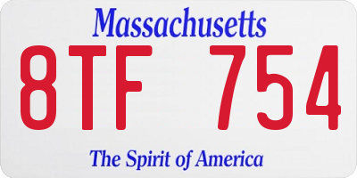MA license plate 8TF754