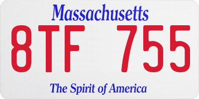MA license plate 8TF755