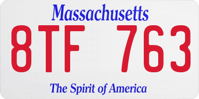 MA license plate 8TF763