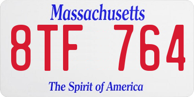 MA license plate 8TF764