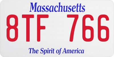 MA license plate 8TF766