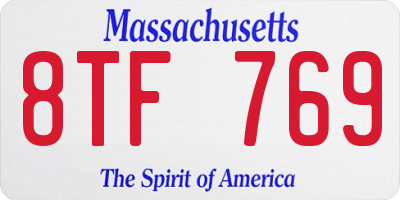 MA license plate 8TF769